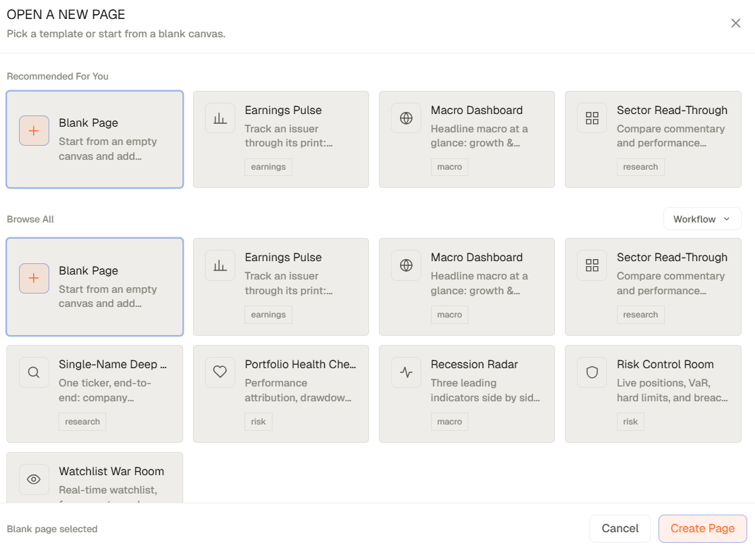 Genesis Risk Monitor workspace builder with multiple analytical widgets